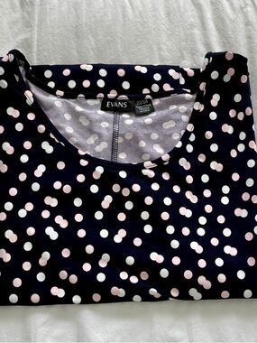 Evans Navy Polka Dot Tunic Top - Pink & White Dots
